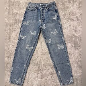 PacSun Light Blue Butterfly Straight Leg Jeans